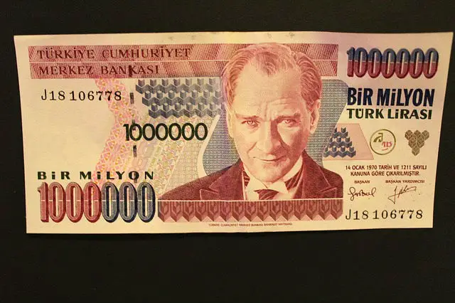 Foto eines eines alten türkischen Geldscheines mit einem Wert von einer Million Lira