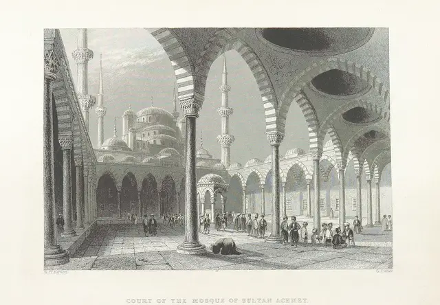 Innenhof Sultan Ahmet Moschee, Zeichnung