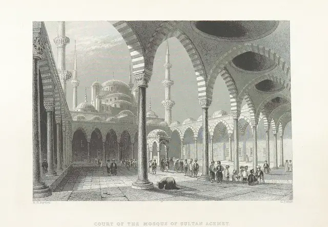 Innenhof Sultan Ahmet Moschee Innenhof Sultan Ahmet Moschee, Zeichnung