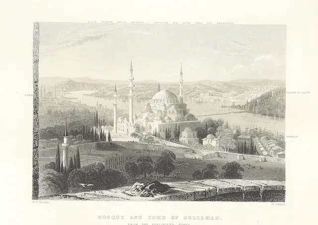 Zeichnung Moschee Istanbul Istanbul Schwarz Weiß Aufnahme