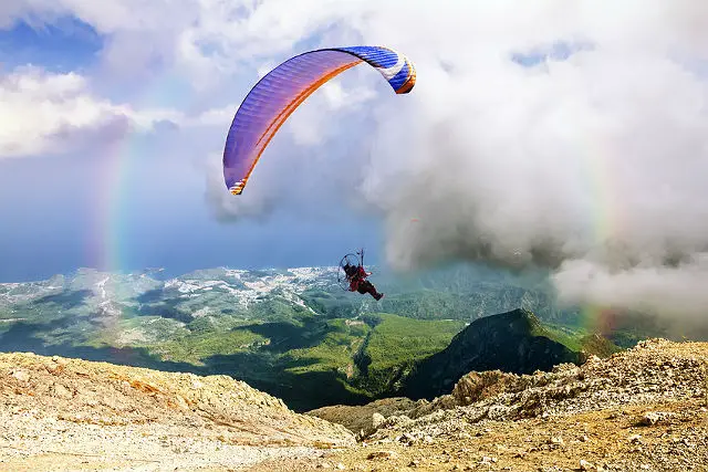 Paragleiter kurz nach dem Absprung