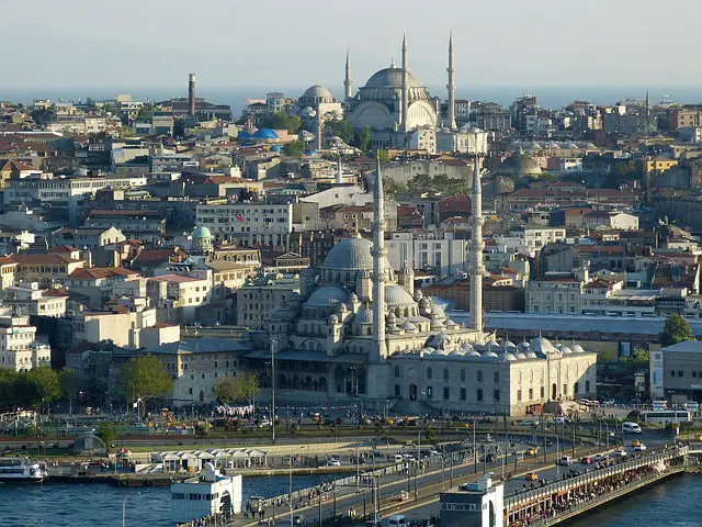 Moscheen am Bosporus in Istanbul. Blick über die Skyline der Stadt vom asiatischen Teil aus. 