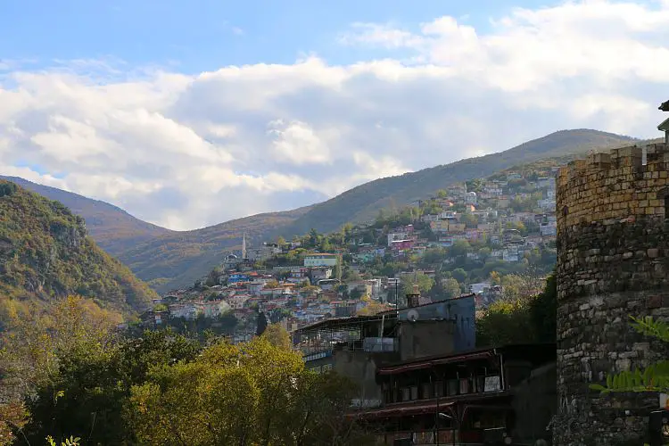 Blick von der Altstadt auf die Häuser auf dem Uludag