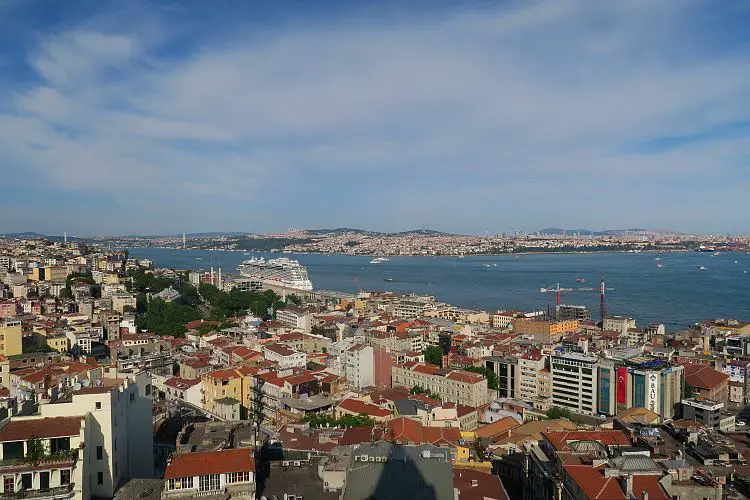 Sonniges Wetter und der Bosporus in Istanbul. 