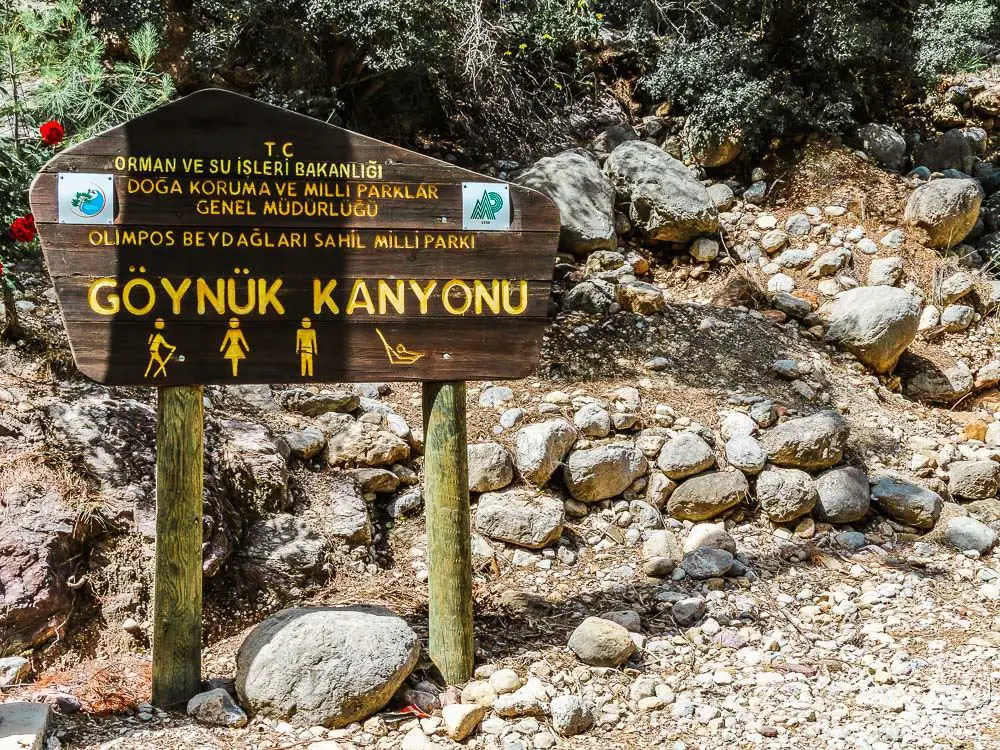 Schild mit der Aufschrift Göynük Canyon